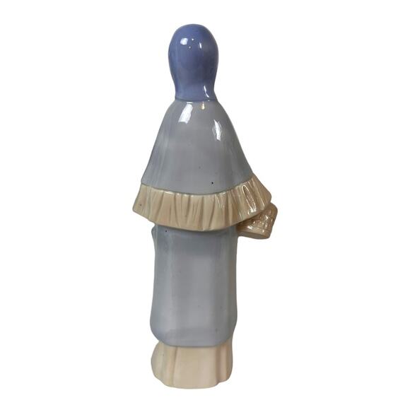 Frankel Lady Figurine Vintage Ceramic Flower Girl Basket Elegant Muted Blue - Picture 6 of 15